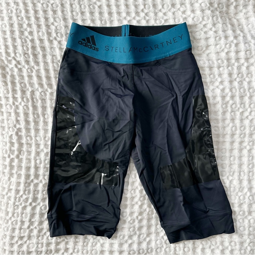 Adidas x Stella McCartney black and blue hybrid running shorts size 2XS